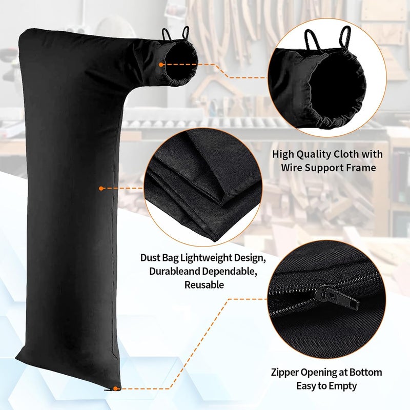 CCTIVED 2 Pack Extra Large Table Saw Dust Collector Bag Compatible for Dewalt/Ryobi/Bosch/Porter Cable/Craftsman/RIGID/Metabo/Kobalt/Skilsaw/Delta (10" Tablesaws with 2.5" Dust Port) - Image 4